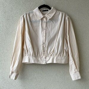 Sweet Cream Cotton Poplin Cropped Blouse